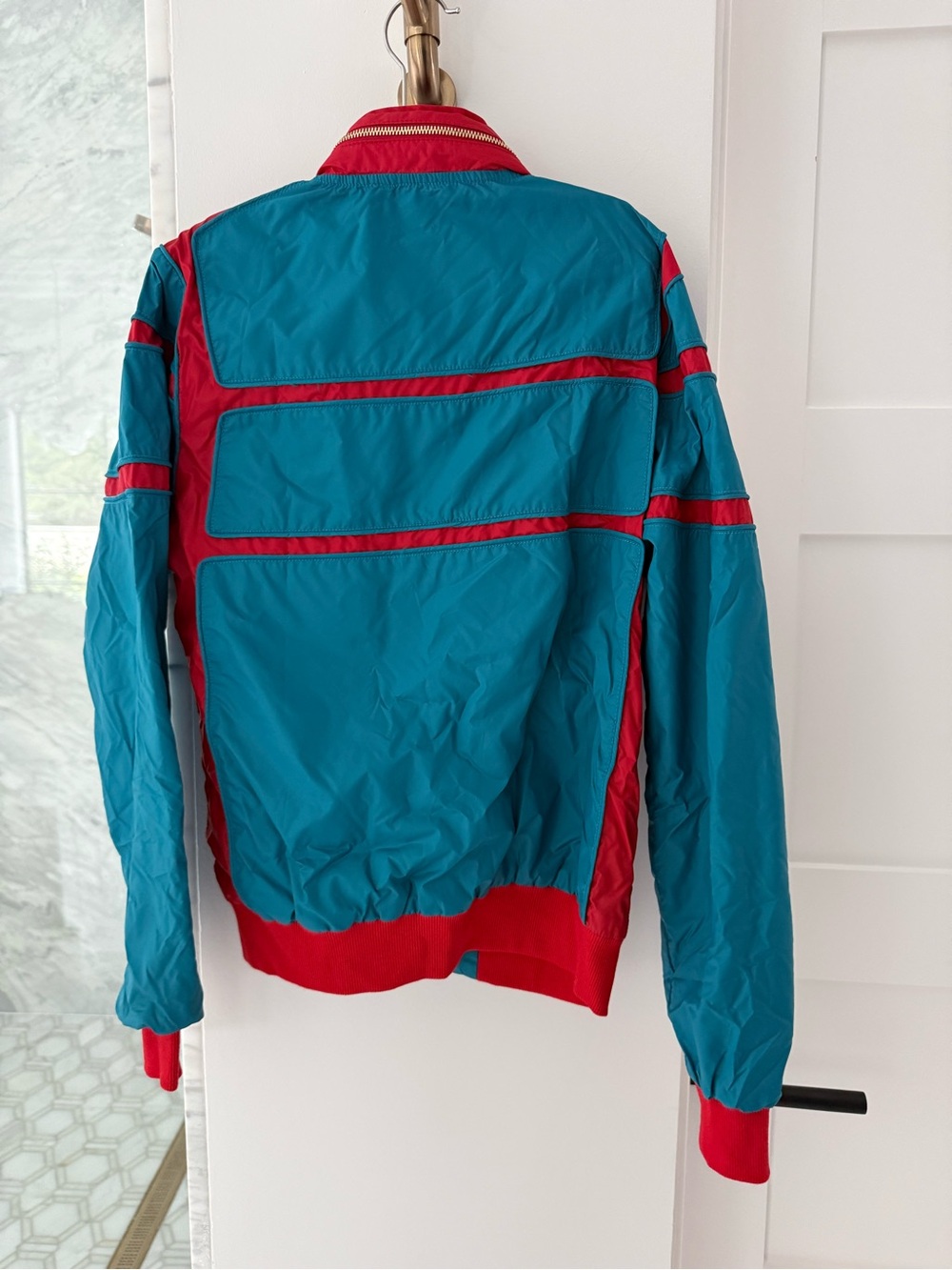 Aviator Nation Teal and Red Colorblock Bomber Jacket - Picture 4 of 4